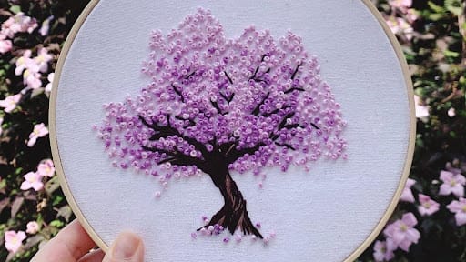 Embroidery Cherry Blossom Tree